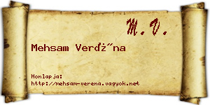 Mehsam Veréna névjegykártya